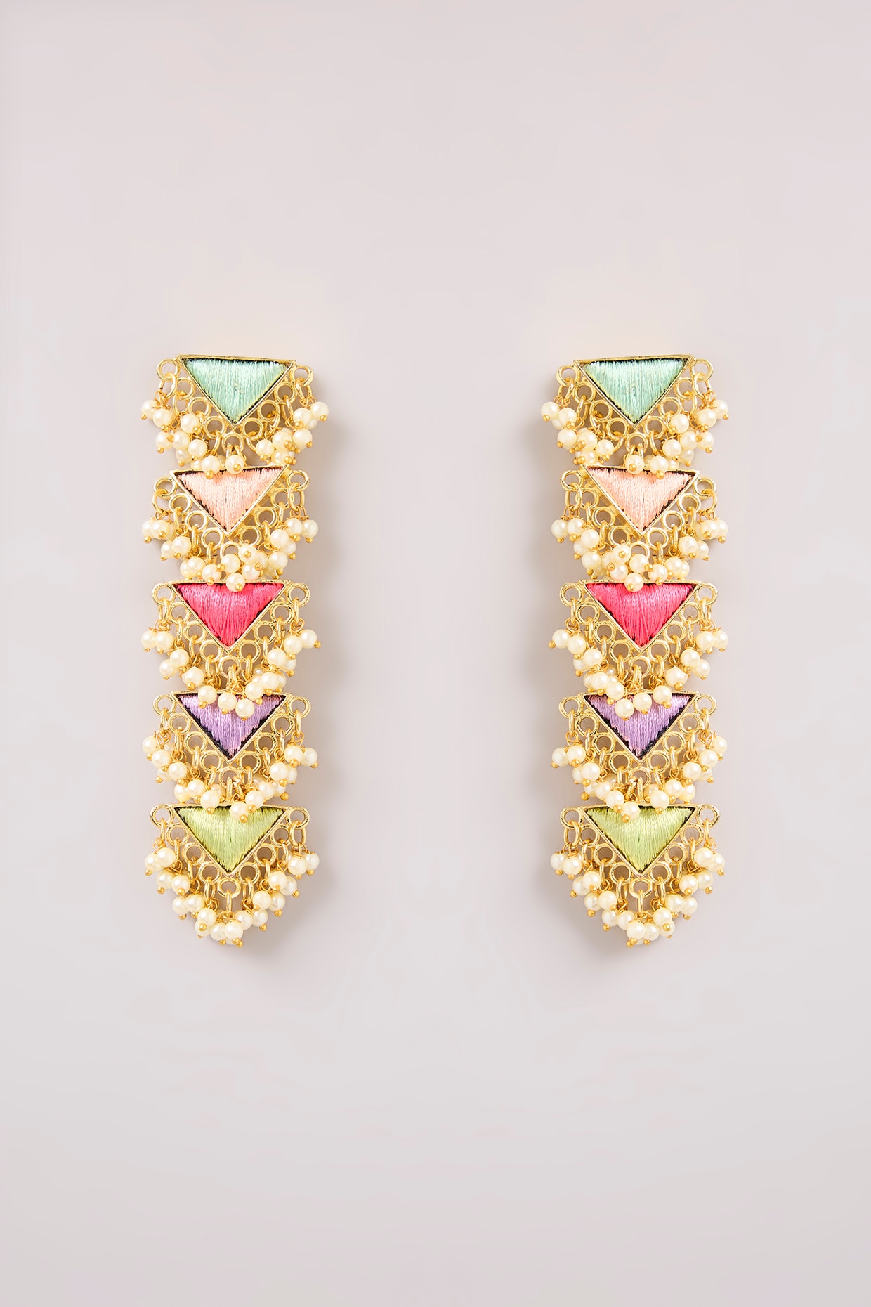 Bauble Bazaar Multi-Colored Thread Work Dangler Earrings