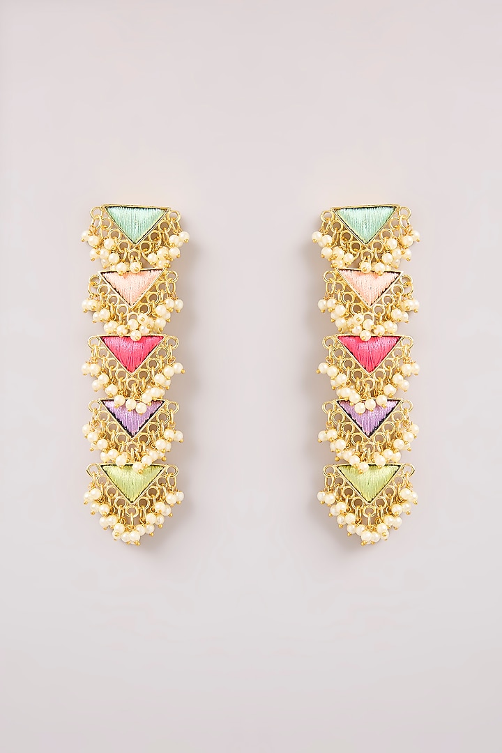 Multi-Colored Thread Work Dangler Earrings by Bauble Bazaar at Pernia's Pop Up Shop