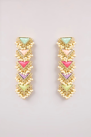 Multi-Colored Thread Work Dangler Earrings by Bauble Bazaar