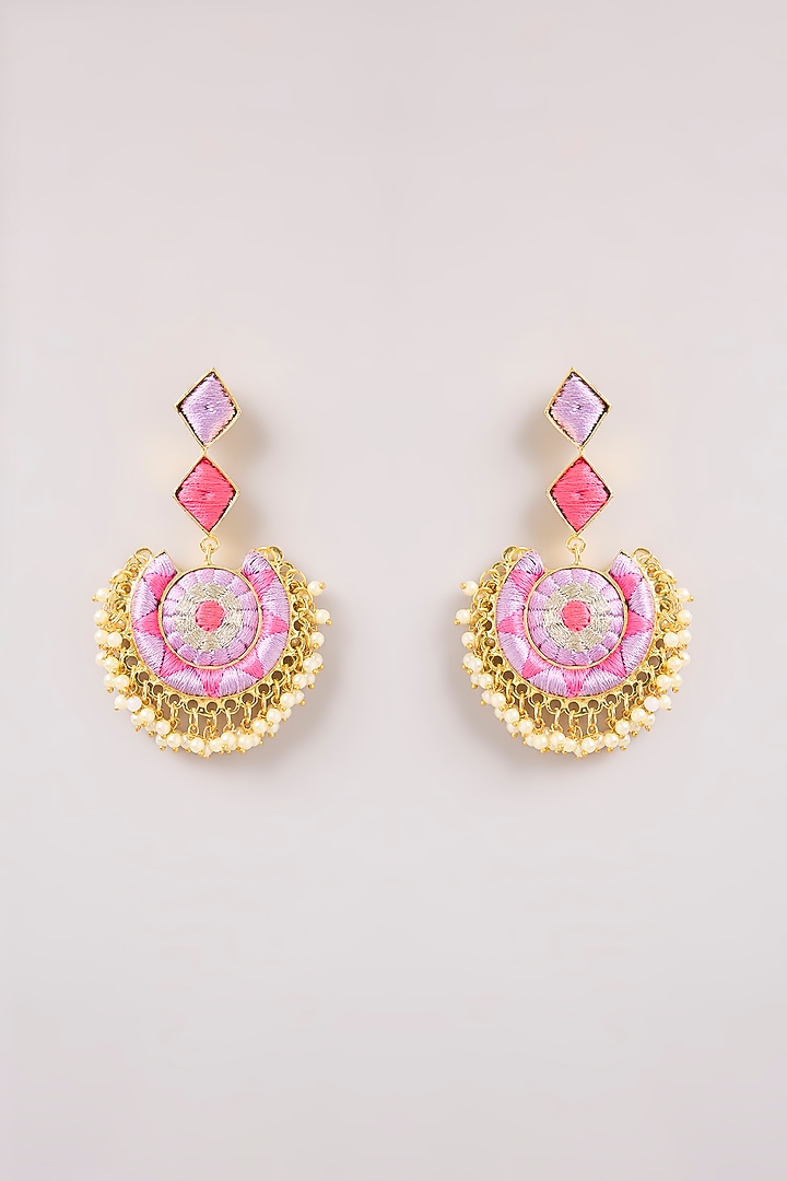 Multi-Colored Thread Work Chandbali Earrings by Bauble Bazaar at Pernia's Pop Up Shop