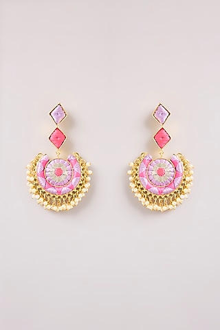 Multi-Colored Thread Work Chandbali Earrings by Bauble Bazaar