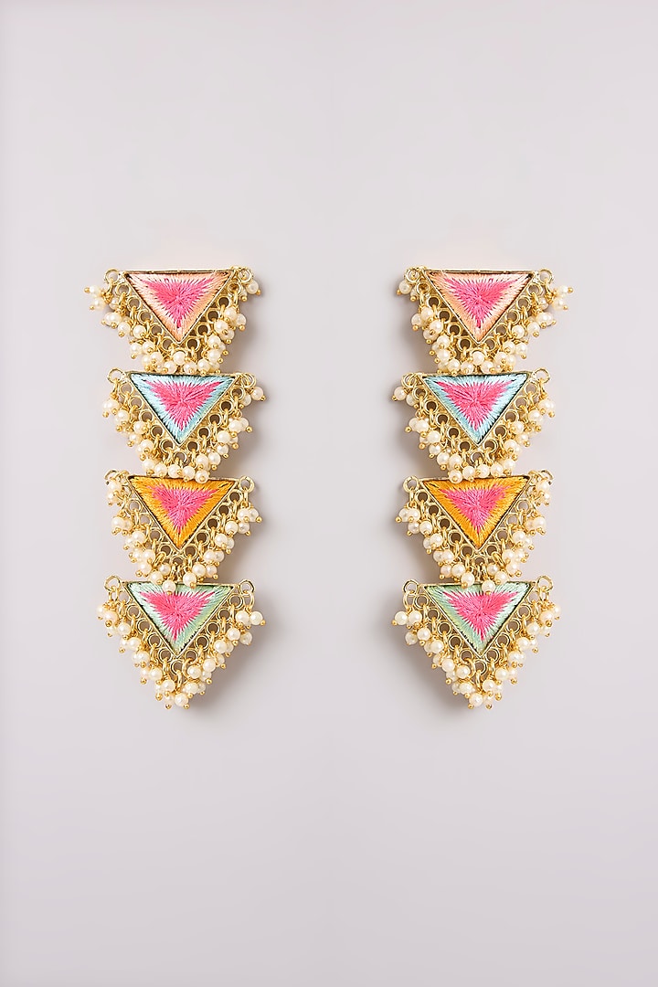 Multi-Colored Seed Pearl Dangler Earrings by Bauble Bazaar at Pernia's Pop Up Shop