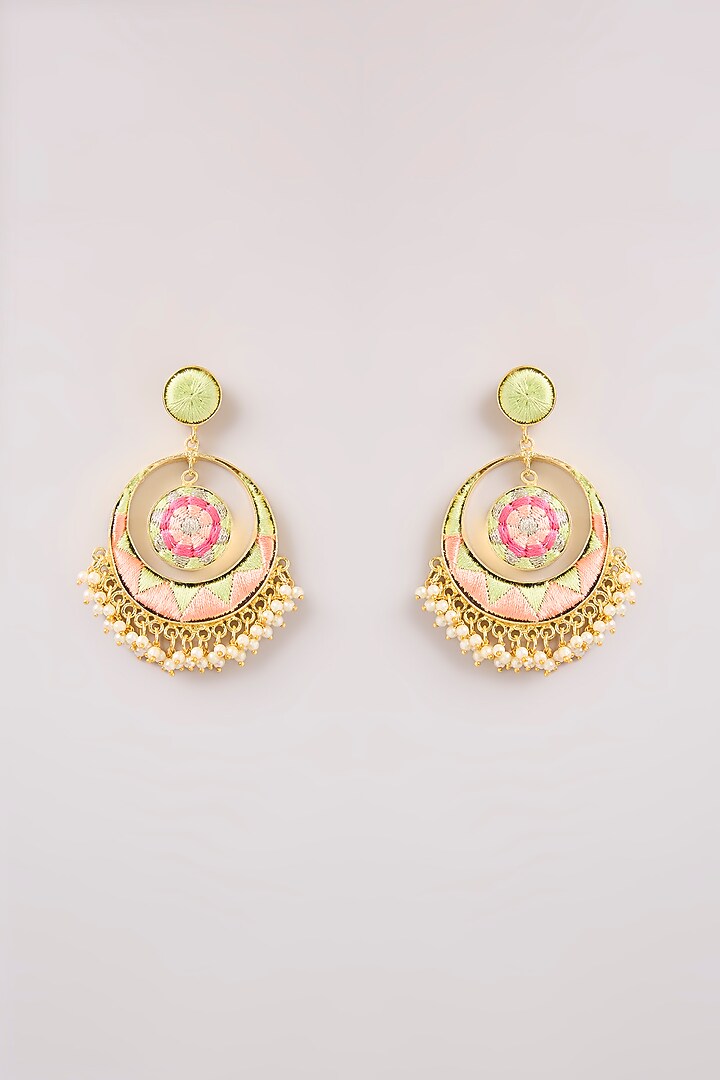 Multi-Colored Thread Work Chandbali Earrings by Bauble Bazaar at Pernia's Pop Up Shop