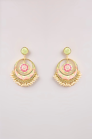 Multi-Colored Thread Work Chandbali Earrings by Bauble Bazaar