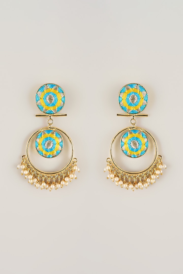 Multi-Colored Pearl Beaded Dangler Earrings by Bauble Bazaar at Pernia's Pop Up Shop