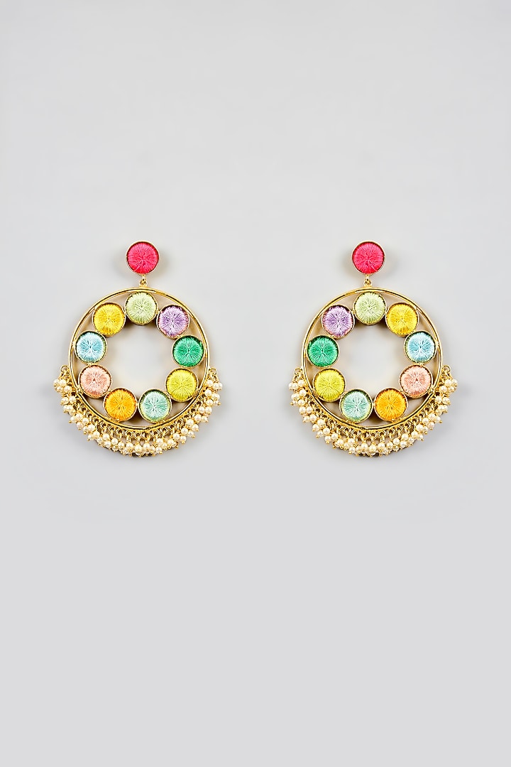 Multi-Colored Stone & Silk Thread Dangler Earrings by Bauble Bazaar at Pernia's Pop Up Shop