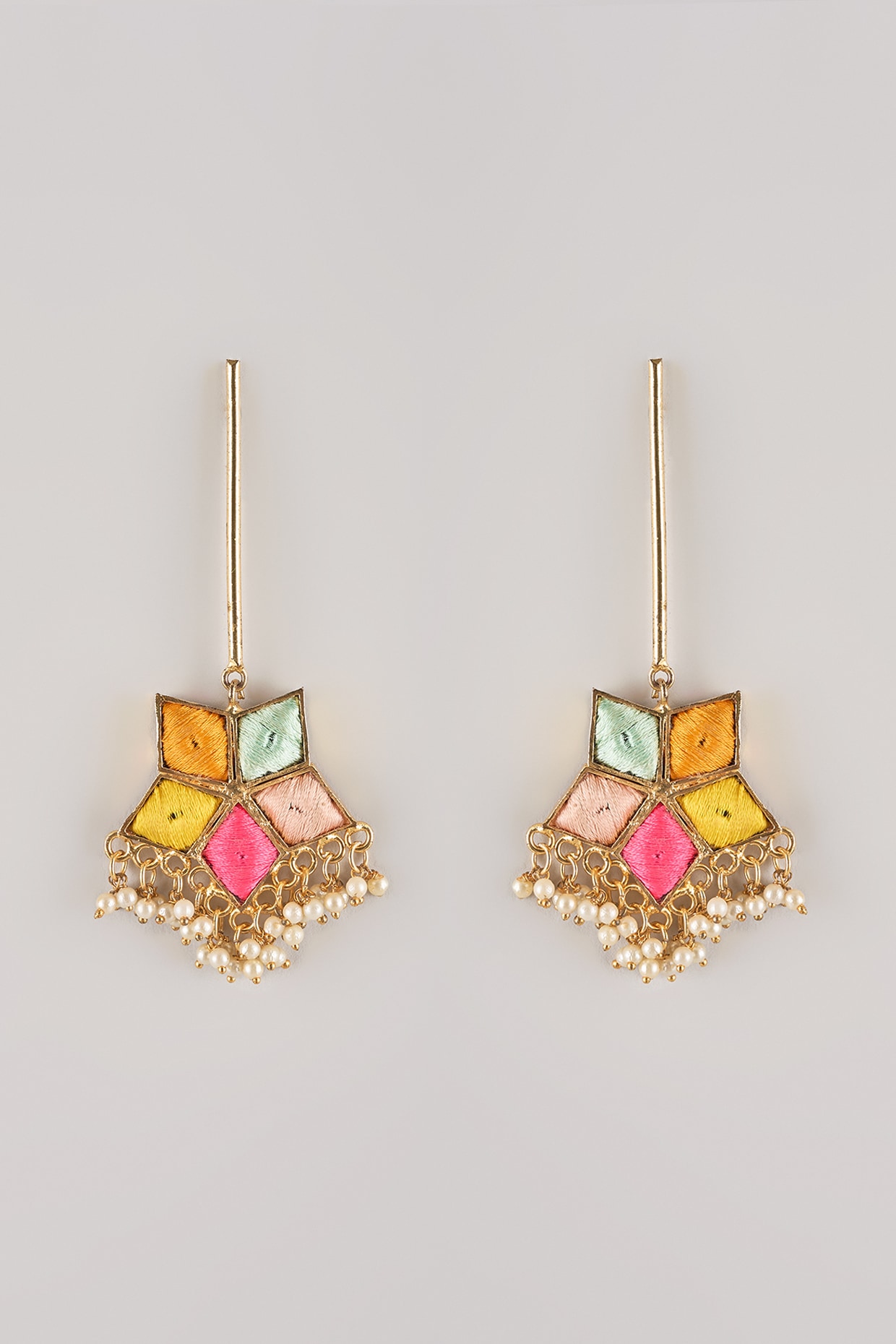 Bauble Bazaar Multi-Colored Pearl Dangler Earrings