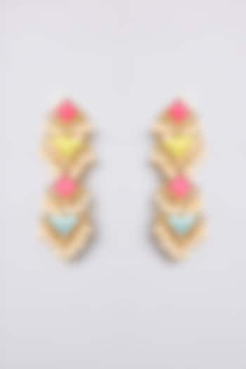 Multi-Colored Thread Embroidered Dangler Earrings by Bauble Bazaar at Pernia's Pop Up Shop