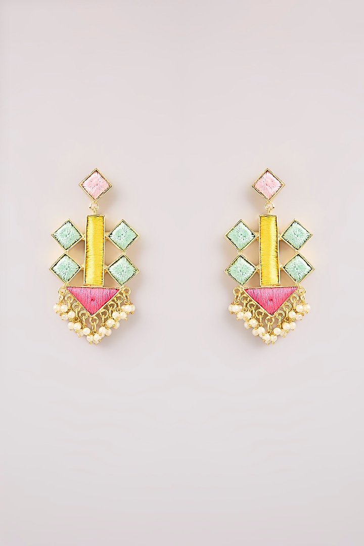 Multi-Colored Thread Work Dangler Earrings by Bauble Bazaar at Pernia's Pop Up Shop