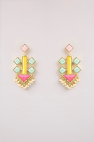 Multi-Colored Thread Work Dangler Earrings by Bauble Bazaar
