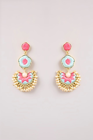 Multi-Colored Thread Work Dangler Earrings by Bauble Bazaar