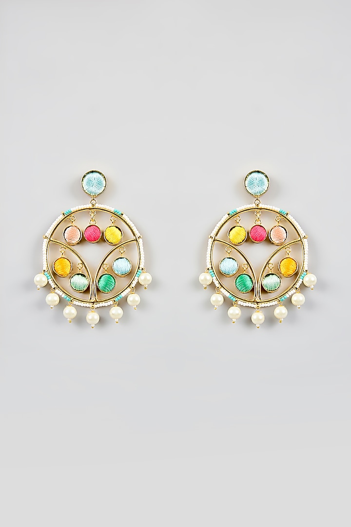 Multi-Colored Stone & Silk Thread Dangler Earrings by Bauble Bazaar at Pernia's Pop Up Shop