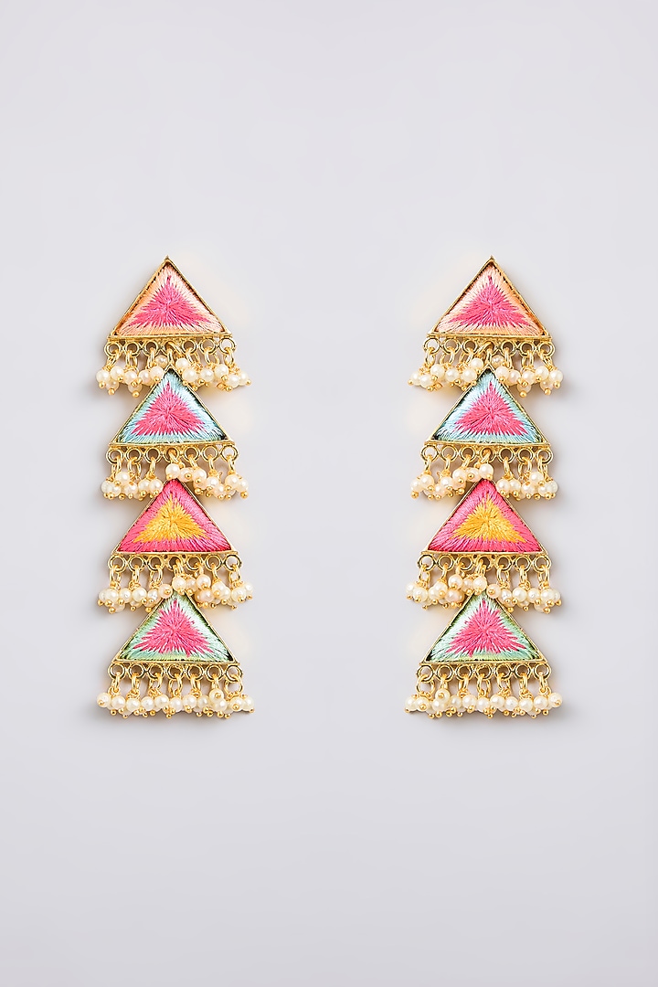 Multi-Colored Pearl Beaded Dangler Earrings by Bauble Bazaar at Pernia's Pop Up Shop