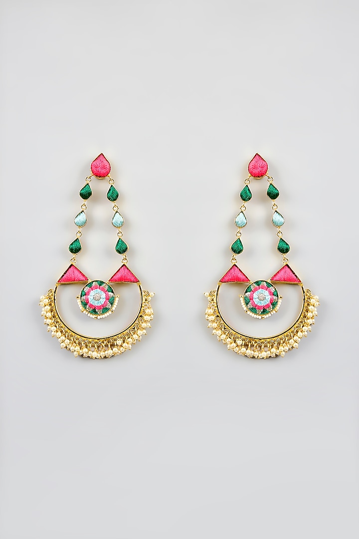 Multi-Colored Stone & Silk Thread Dangler Earrings by Bauble Bazaar at Pernia's Pop Up Shop