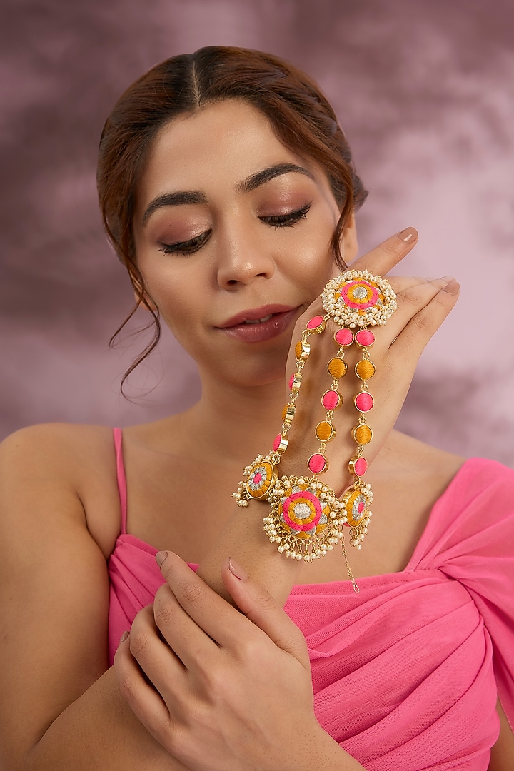 Multi-Colored Stone & Silk Thread Haathphool by Bauble Bazaar at Pernia's Pop Up Shop