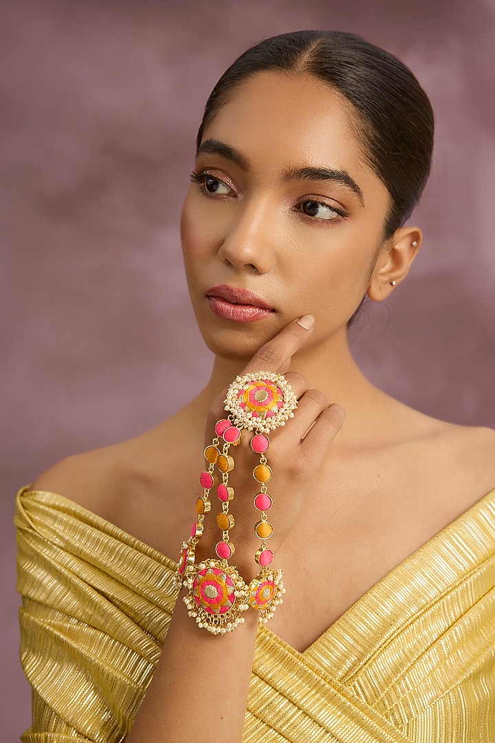 Multi-Colored Stone & Silk Thread Haathphool by Bauble Bazaar at Pernia's Pop Up Shop