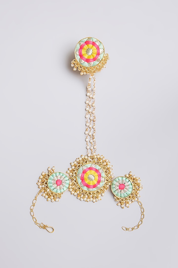 Multi-Colored Thread Embroidered Hathphool by Bauble Bazaar at Pernia's Pop Up Shop