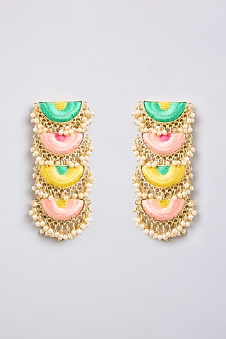 Multi-Colored Mixed Metal Dangler Earrings by Bauble Bazaar