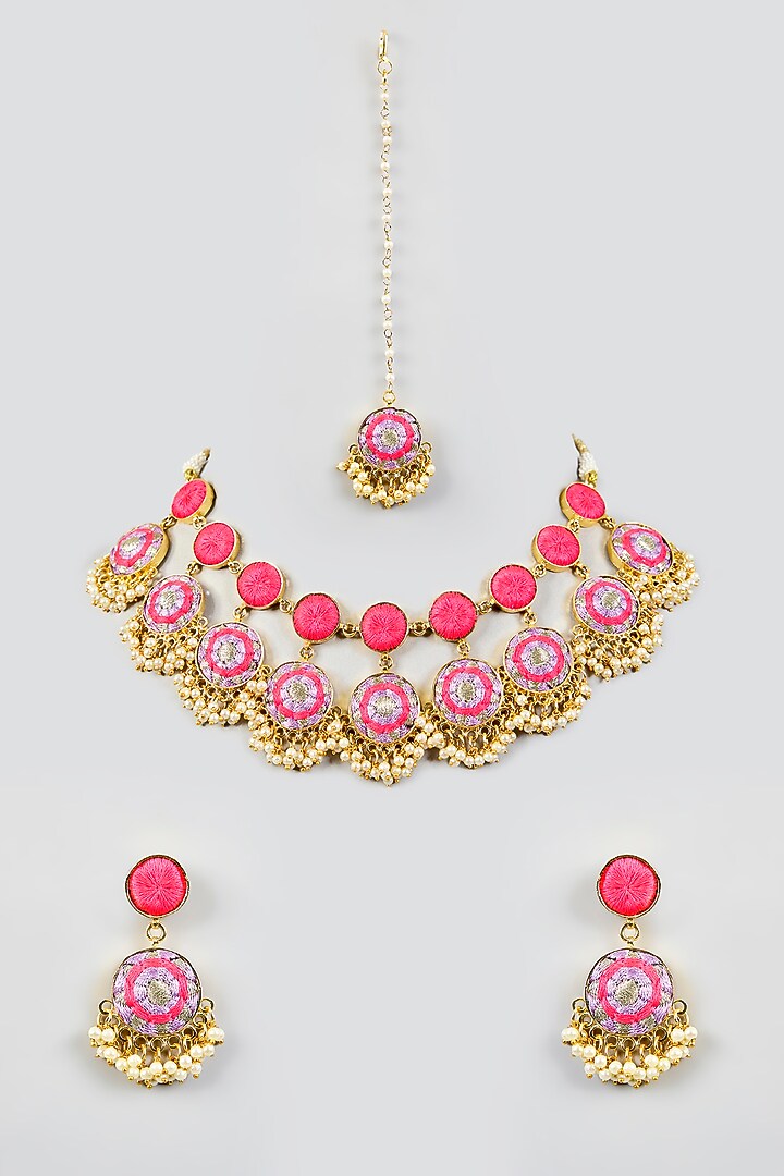 Multi-Colored Stone & Silk Thread Necklace Set by Bauble Bazaar at Pernia's Pop Up Shop