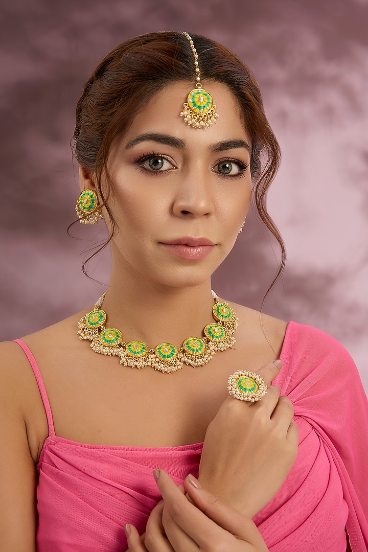 Multi-Colored Stone & Silk Thread Necklace Set by Bauble Bazaar at Pernia's Pop Up Shop