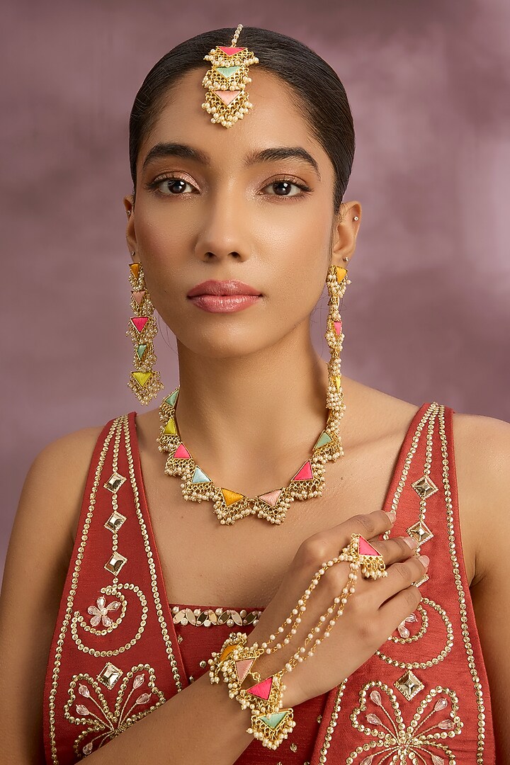 Multi-Colored Stone & Silk Thread Necklace Set by Bauble Bazaar at Pernia's Pop Up Shop