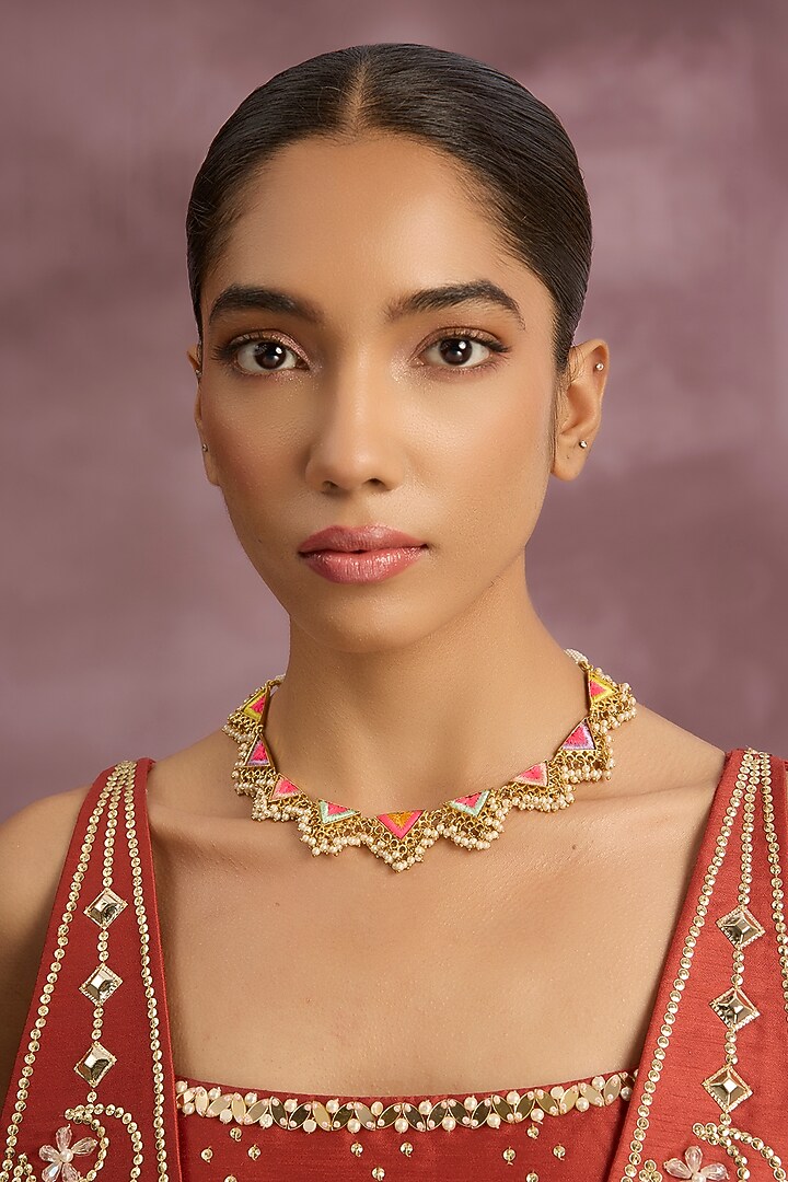 Multi-Colored Stone & Silk Thread Necklace by Bauble Bazaar at Pernia's Pop Up Shop