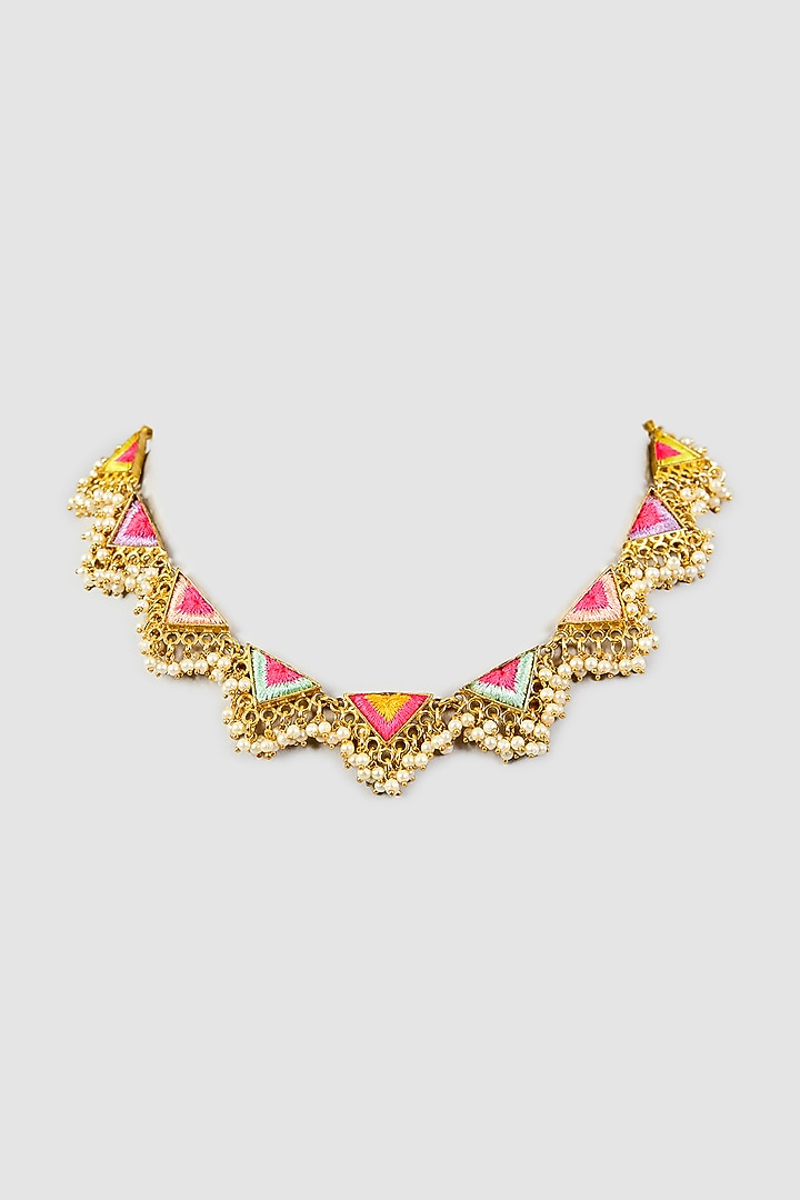 Multi-Colored Stone & Silk Thread Necklace by Bauble Bazaar at Pernia's Pop Up Shop