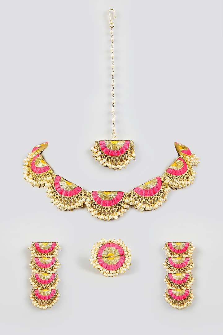 Multi-Colored Stone & Silk Thread Necklace Set by Bauble Bazaar at Pernia's Pop Up Shop