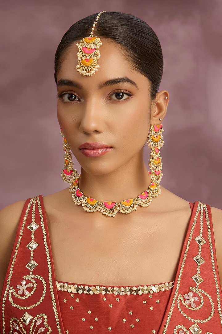 Multi-Colored Stone & Silk Thread Necklace Set by Bauble Bazaar at Pernia's Pop Up Shop