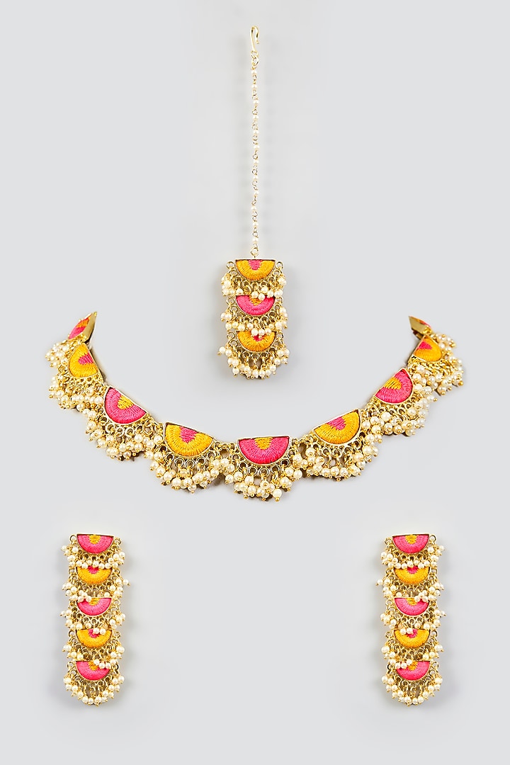 Multi-Colored Stone & Silk Thread Necklace Set by Bauble Bazaar at Pernia's Pop Up Shop