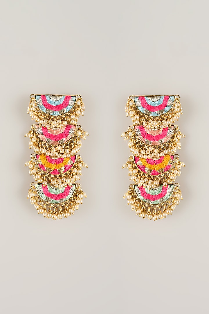 Multi-Colored Pearl Beaded Dangler Earrings by Bauble Bazaar at Pernia's Pop Up Shop