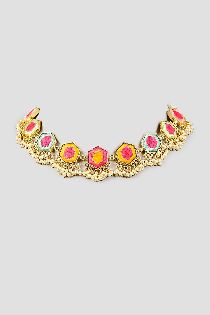 Multi-Colored Stone & Silk Thread Necklace by Bauble Bazaar at Pernia's Pop Up Shop