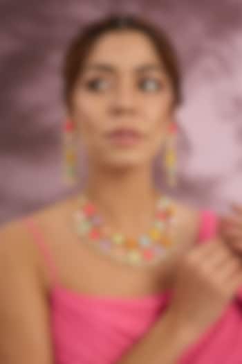 Multi-Colored Silk Thread Embroidered Necklace Set by Bauble Bazaar at Pernia's Pop Up Shop