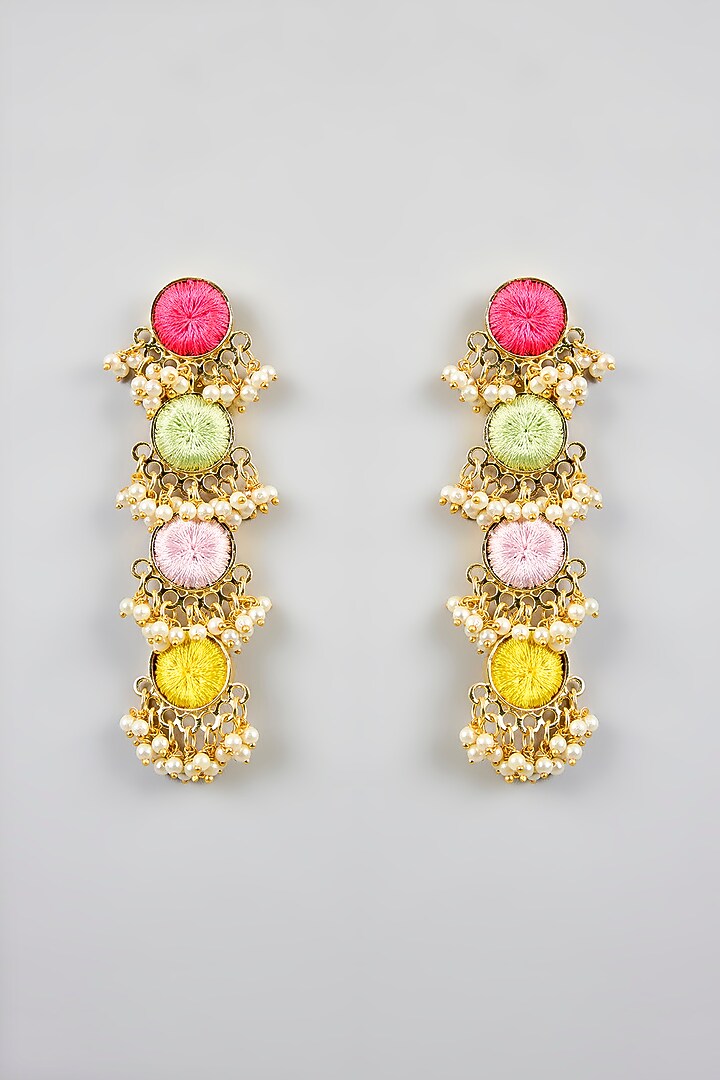 Multi-Colored Silk Thread Embroidered Necklace Set by Bauble Bazaar at Pernia's Pop Up Shop