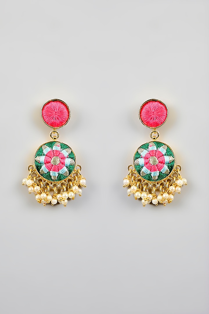 Multi-Colored Silk Thread Embroidered Necklace Set by Bauble Bazaar at Pernia's Pop Up Shop