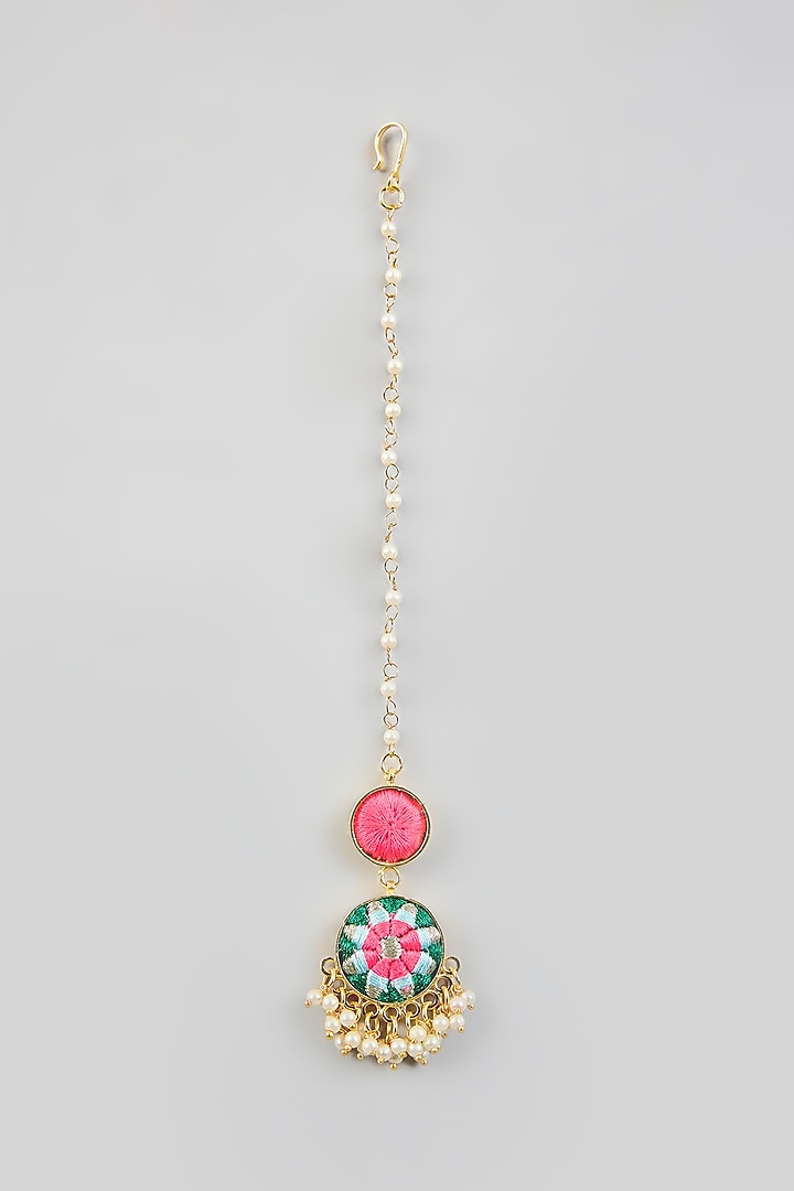 Multi-Colored Silk Thread Embroidered Necklace Set by Bauble Bazaar at Pernia's Pop Up Shop