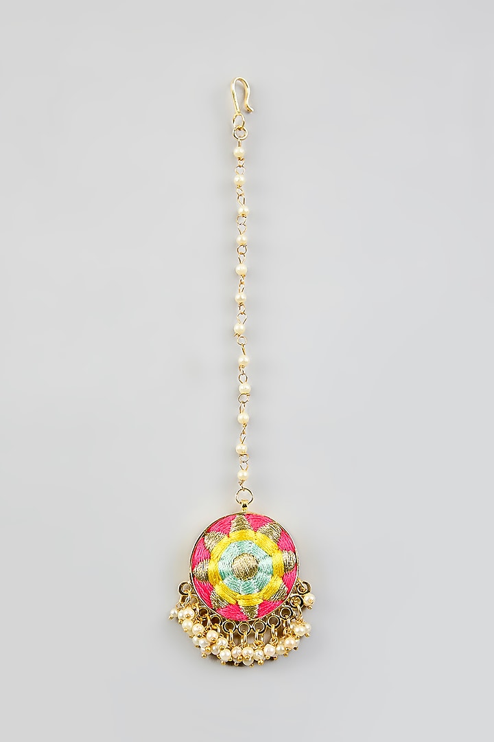 Multi-Colored Silk Thread Embroidered Necklace Set by Bauble Bazaar at Pernia's Pop Up Shop