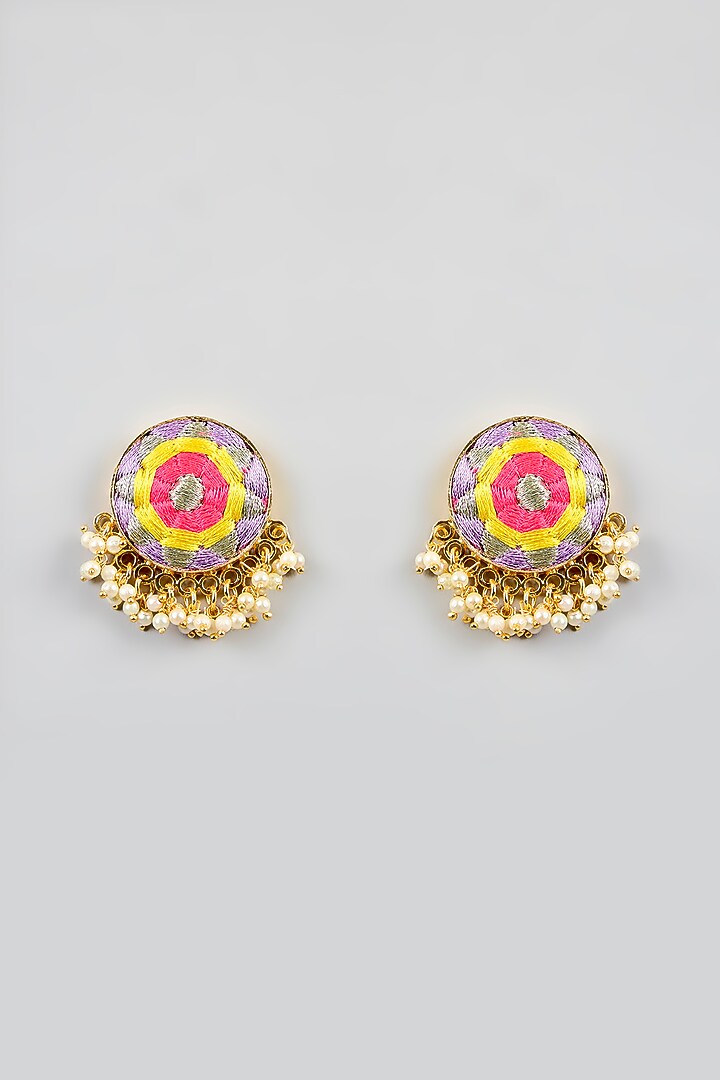 Multi-Colored Silk Thread Embroidered Necklace Set by Bauble Bazaar at Pernia's Pop Up Shop