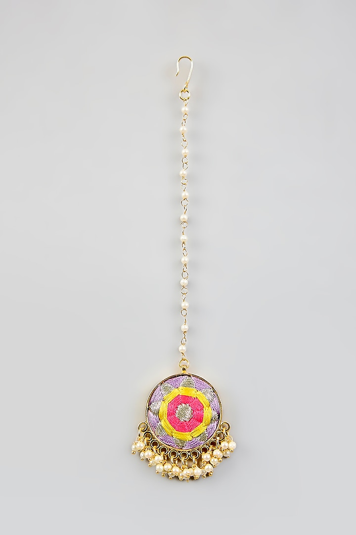 Multi-Colored Silk Thread Embroidered Necklace Set by Bauble Bazaar at Pernia's Pop Up Shop