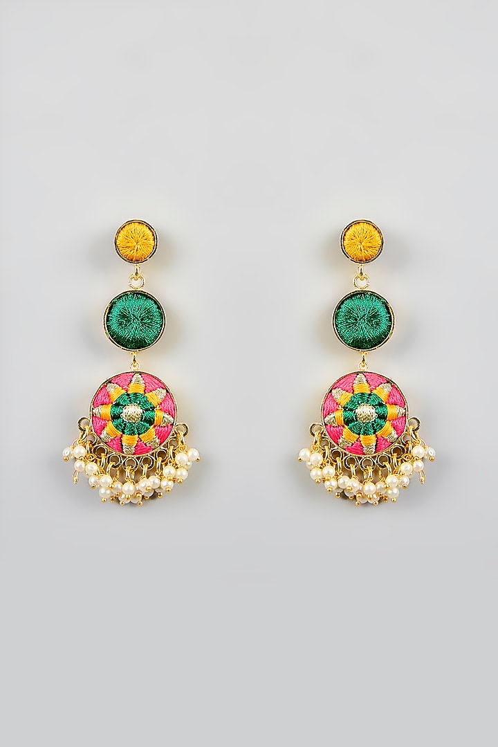 Multi-Colored Silk Thread Embroidered Necklace Set by Bauble Bazaar at Pernia's Pop Up Shop