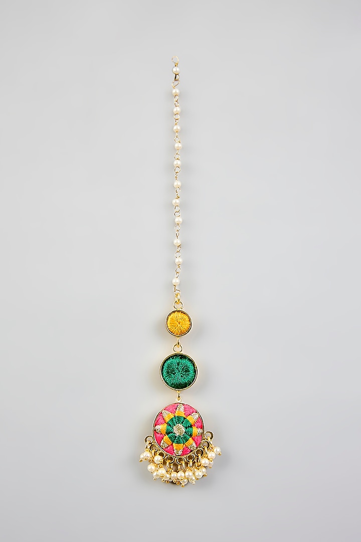Multi-Colored Silk Thread Embroidered Necklace Set by Bauble Bazaar at Pernia's Pop Up Shop