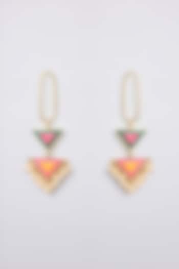 Multi-Colored Thread Embroidered Dangler Earrings by Bauble Bazaar at Pernia's Pop Up Shop
