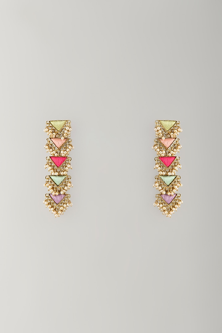 Multi-Colored Stone & Silk Thread Dangler Earrings by Bauble Bazaar at Pernia's Pop Up Shop