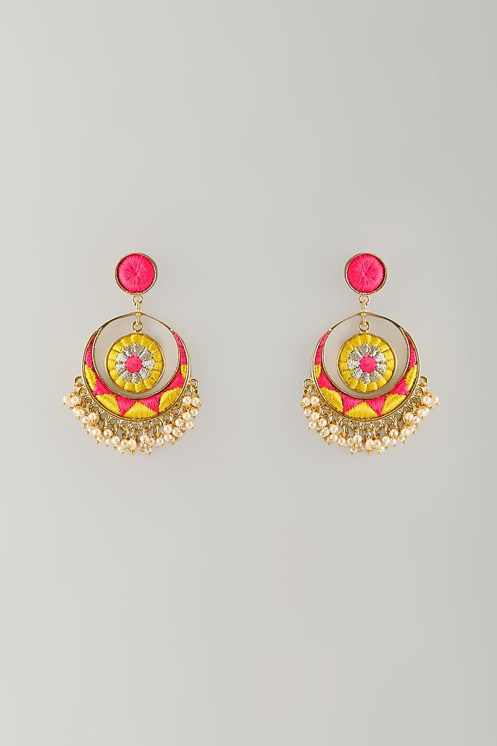 Multi-Colored Stone & Silk Thread Dangler Earrings by Bauble Bazaar at Pernia's Pop Up Shop