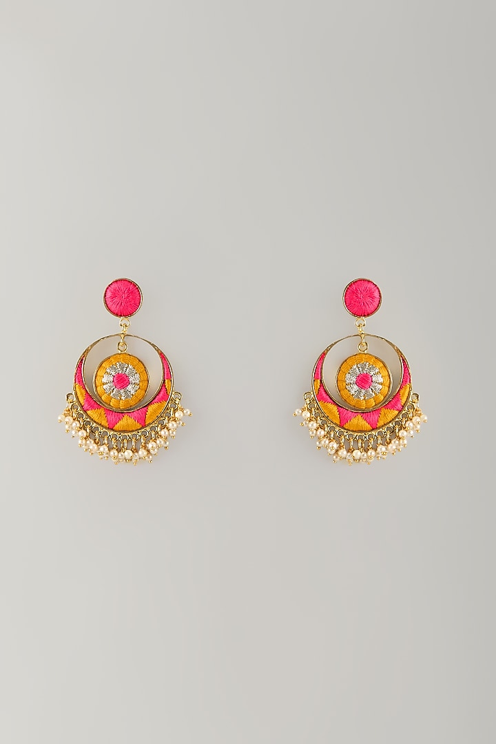 Multi-Colored Stone & Silk Thread Dangler Earrings by Bauble Bazaar at Pernia's Pop Up Shop