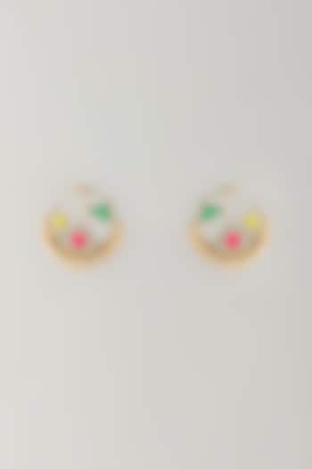 Multi-Colored Stone & Silk Thread Hoop Earrings by Bauble Bazaar at Pernia's Pop Up Shop