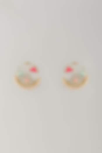 Multi-Colored Stone & Silk Thread Hoop Earrings by Bauble Bazaar at Pernia's Pop Up Shop