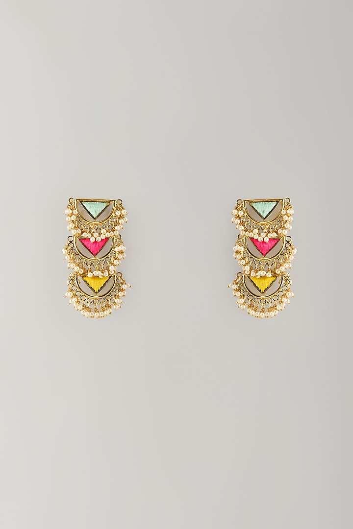 Multi-Colored Stone & Silk Thread Dangler Earrings by Bauble Bazaar at Pernia's Pop Up Shop