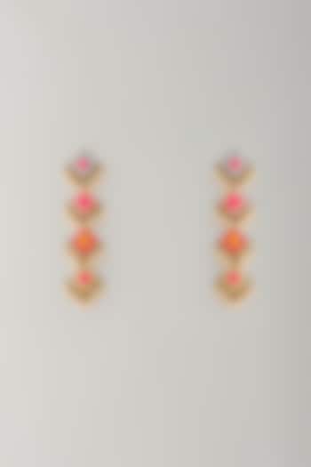 Multi-Colored Stone & Silk Thread Dangler Earrings by Bauble Bazaar at Pernia's Pop Up Shop
