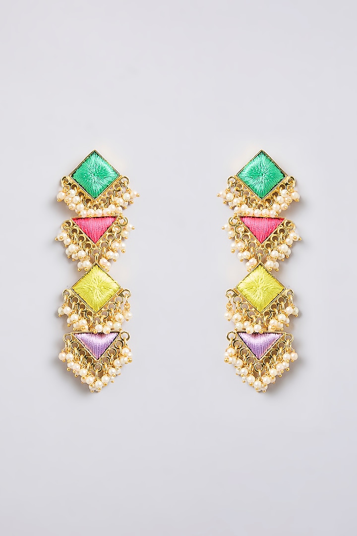 Multi-Colored Mixed Metal Dangler Earrings by Bauble Bazaar at Pernia's Pop Up Shop